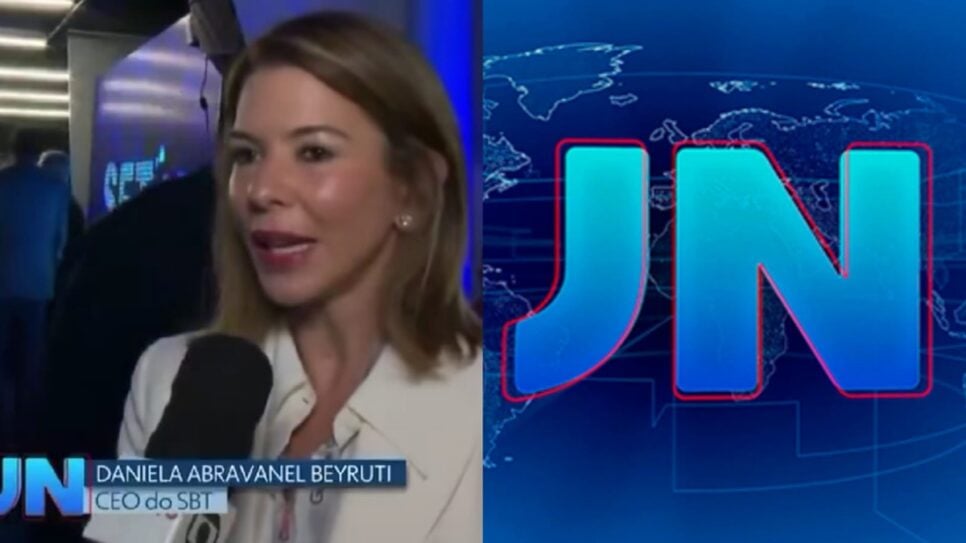 Daniela Beyruti, CEO do SBT, concede entrevista ao JN e expõe concorrência com a Globo (Foto: Reprodução/ TV Globo)
