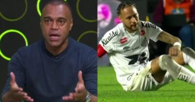 Denílson diz o que pensa de Neymar ao vivo e expõe choro: “Vergonha” (Foto: Reprodução/ Sportv/ GE/ Instagram/ Montagem)