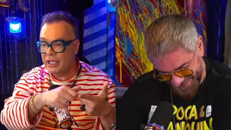 Felipeh Campos arranca gargalhadas de Vilela no "Inteligência LTDA" ao detonar Bella Campos, a Fátima de "Vale Tudo" (Foto: Reprodução/ YouTube/ Montagem)
