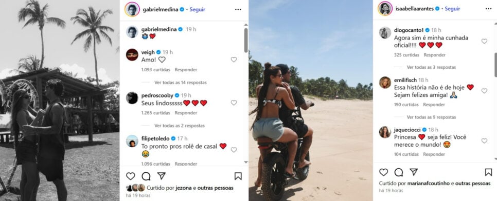 Gabriel Medina e Isabella Arantes (Foto: Reprodução/Montagem TV Foco)