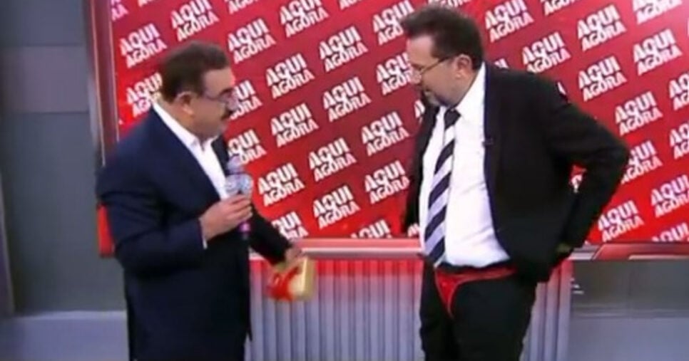Apresentador do SBT de calcinha (Foto: Reprodução/Montagem TV Foco)
