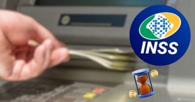 Ilustração de caixa eletrônico e logo do INSS (Foto: Reprodução / Canva / Gov / Montagem TV Foco)