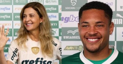 Leila arma dupla de Vitor Roque no Palmeiras - Montagem/TV FOCO