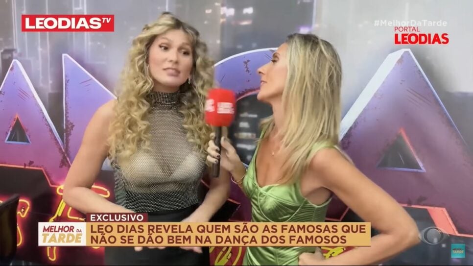 Leo Dias leva ao ar Lívia Andrade confirmando estrelas que não se bicam em competição e dá nomes segundo apurações (Foto: Reprodução/ Band/ Melhor da Tarde)
