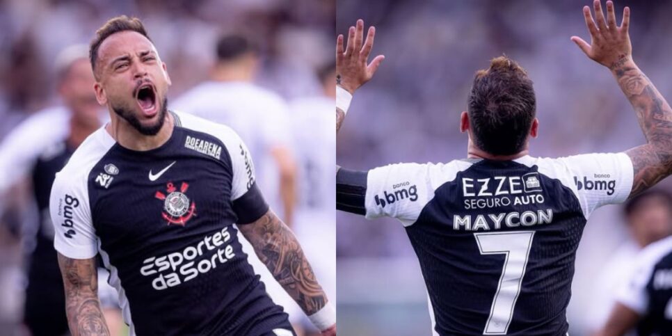 Maycon comemorando gol da vitória contra o Vasco (Reprodução: Instagram)