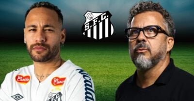 Neymar e Cléber Xavier (Foto: Reprodução / Santos / Montagem TV Foco)