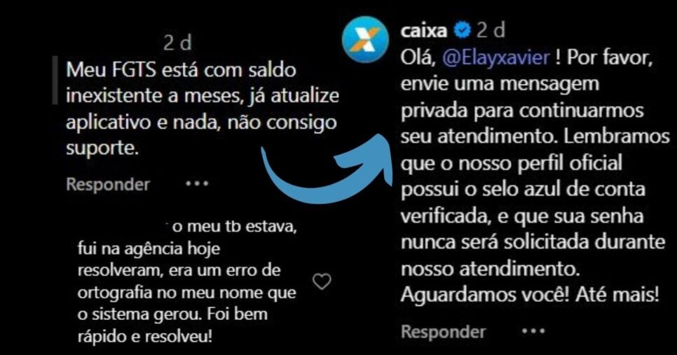 Resposta da CAIXA diante da denúncia (Foto Reprodução/Montagem/Canva/Tv Foco/Lennita)