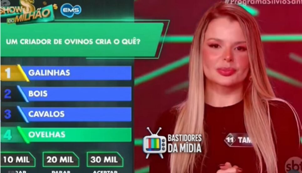 Infelizmente essa participante perdeu a questão de 30 mil e levou só 10k pra casa (Foto: Reprodução/ SBT)