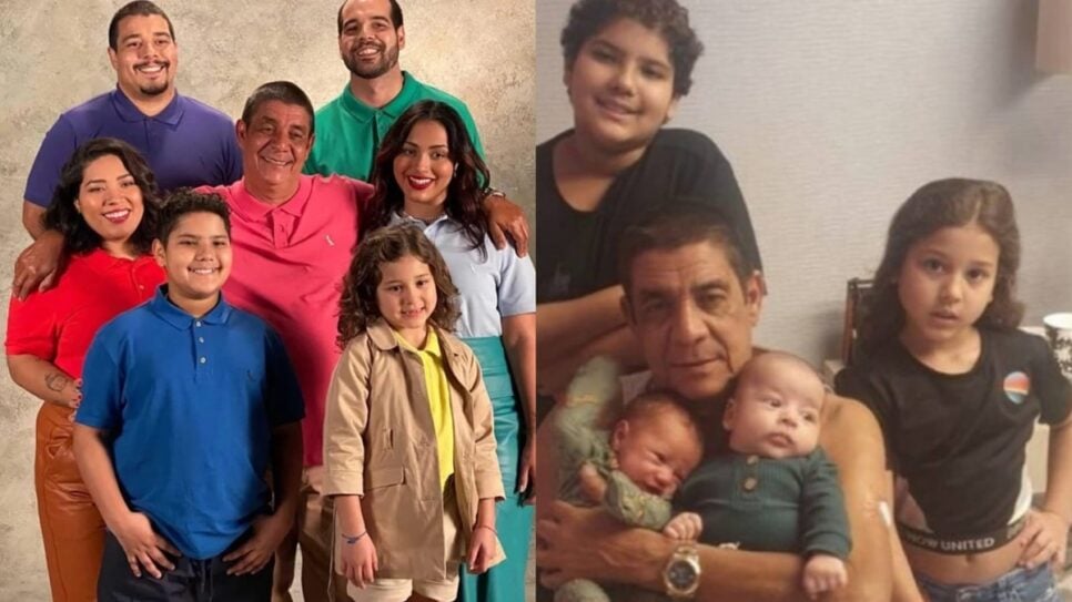Zeca Pagodinho em registros raros expostos com os filhos e boa parte dos sete netos (Foto: Reprodução/ Instagram/ Montagem)