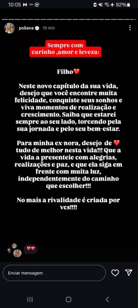 Poliana Rocha mandou recado para Zé Felipe e Virginia (Foto: Reprodução/ Internet)