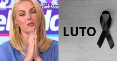 Ana Hickmann. no Hoje Em Dia e imagem de luto (Fotos: Reproduções / Record / Canva)