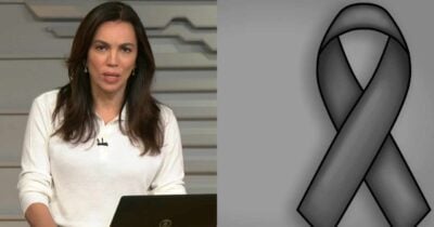 Ana Paula Araújo no Bom Dia Brasil e imagem de luto (Fotos: Reproduções / Globo / Canva)