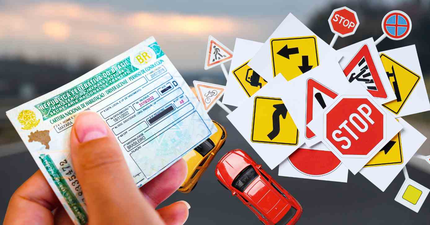 CNH, estrada e ilustração leis de trânsito (Fotos: Canva)