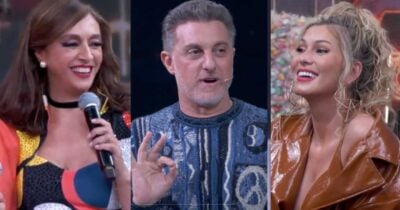 Catia Fonseca, Luciano Huck e Lívia Andrade (Fotos: Reproduções/ Globo)