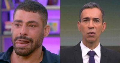 Cauã Reymond no Mais Você e César Tralli no Jornal Hoje (Fotos: Reproduções / Globo)