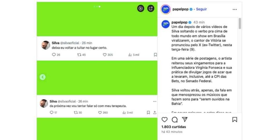 Publicações de Silva no X (Foto: Reprodução / Instagram)