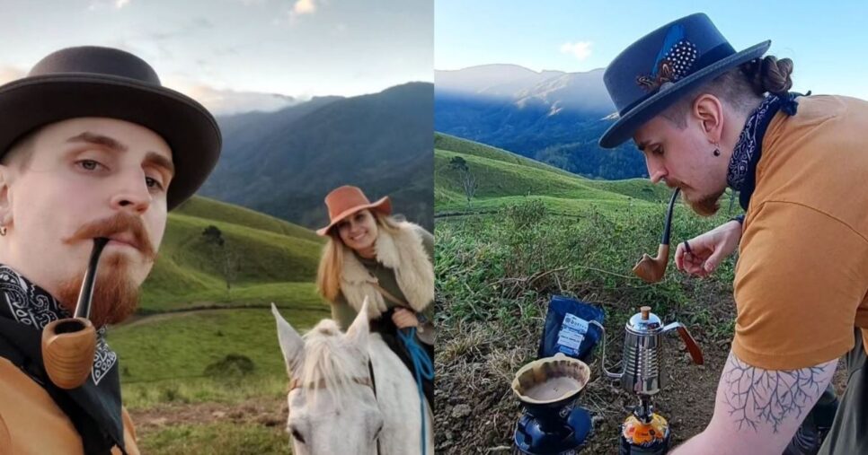 Cliques de Lucas Hornos em um passeio, publicados pelas redes sociais Foto Reprodução/Montagem/Instagram@ Lucas. Hornos)