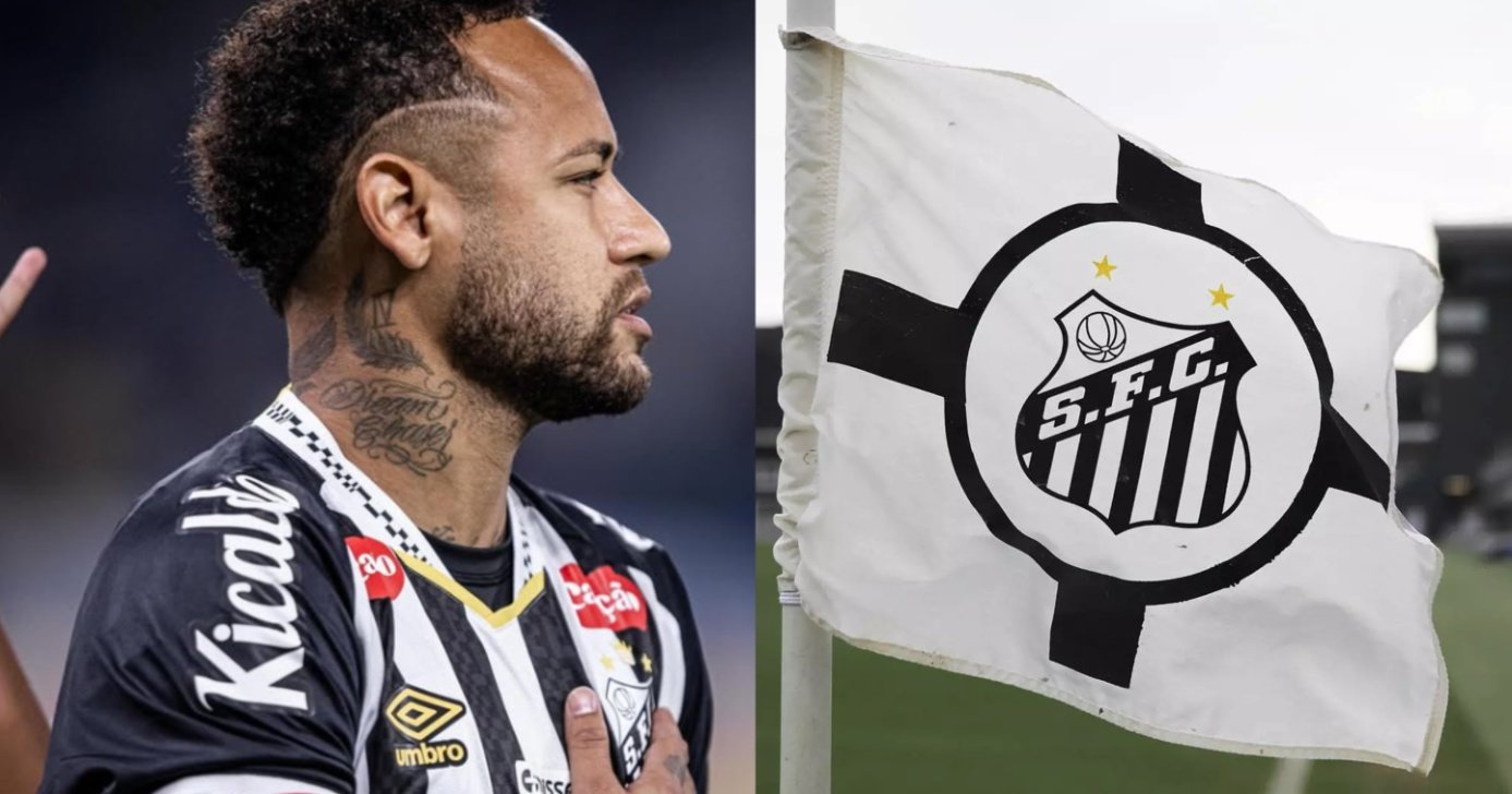 Neymar e bandeirinha do Santos (Foto: Reprodução/ Internet)