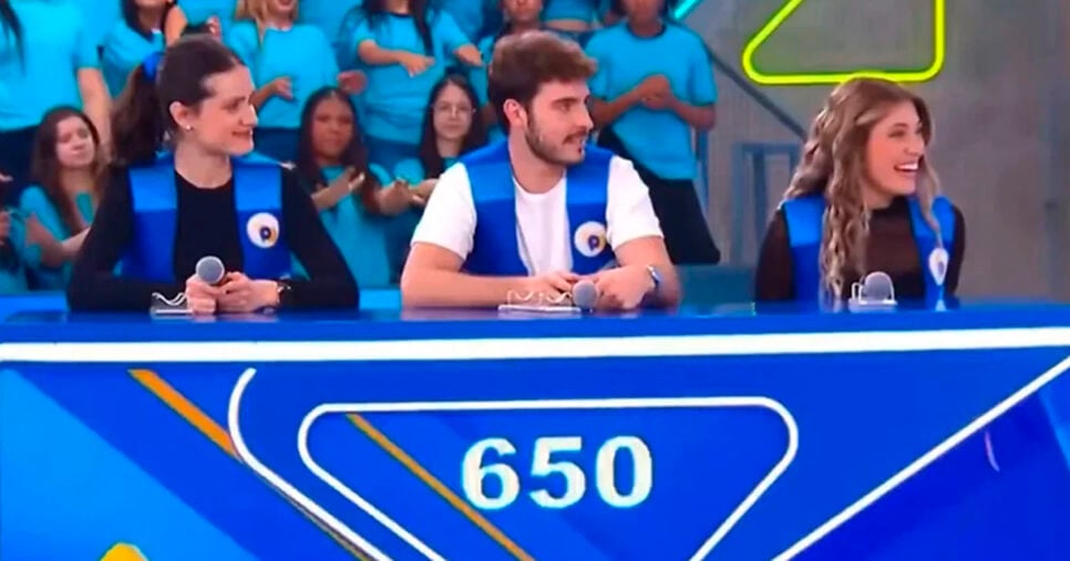 O Passa ou Repassa deste domingo contou com a presença de “nepo babies” incluindo a filha de Celso Portiolli (Foto: Reprodução)