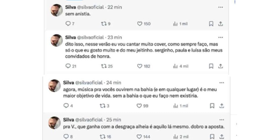 Publicações de Silva no X (Foto: Reprodução / Instagram)