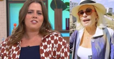 Tati Machado no Mais Você e Ana Maria (Fotos: Reproduções / Globo)