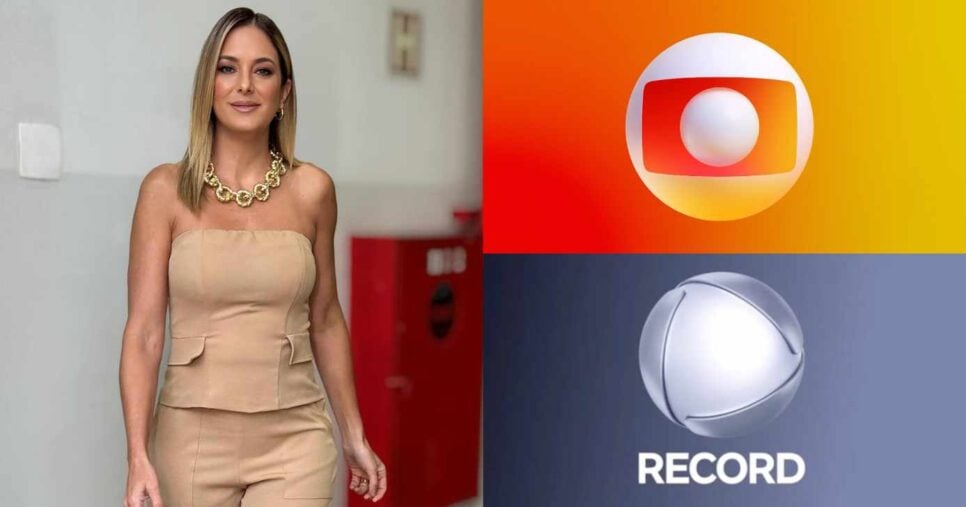 Ticiane Pinheiro, logo da Globo e Record (Fotos: Reproduções / Instagram / GloboPlay / Record)