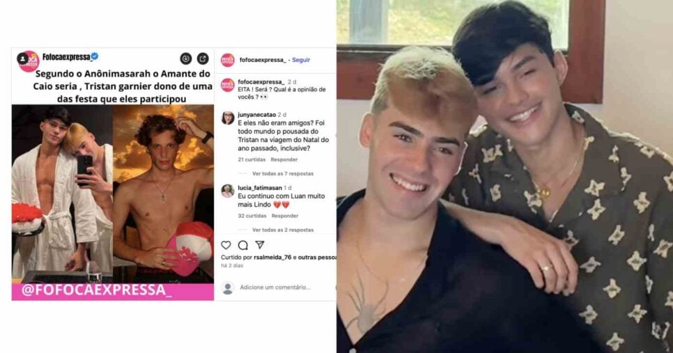 Tristan Garnier, Laun Alencar e Caio Cerqueira (Fotos: Reproduções / Instagram) 