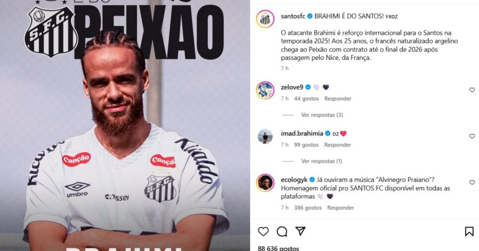 Santos anuncia contratação de Brahimi - Foto: Instagram