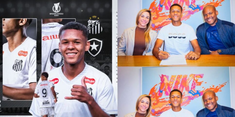 David Nogueira assinou primeiro contrato profissional com o Santos (Reprodução: Instagram)