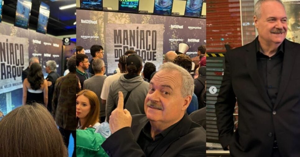 Gilberto Barros tirou fotos e registrou os momentos que passou na estreia do filme Maníaco do Parque, filme em que ele teve uma participação especial como um jornalista criminal (Foto Reprodução/Instagram@Gilberto Barros Oficial)