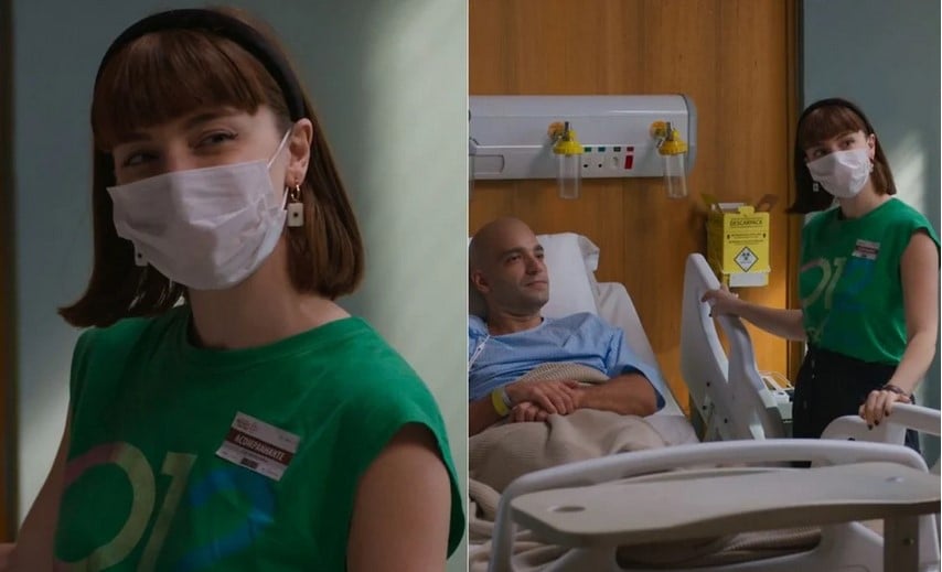 Solange (Alice Wegmann) apareceu sem barriga ao lado de Afonso (Humberto Carrão) em Vale Tudo (Foto: Reprodução / Globo) 