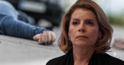 Ilustração de homem morto e Odete em Vale Tudo (Foto: Reprodução / Globo / Montagem TV Foco)