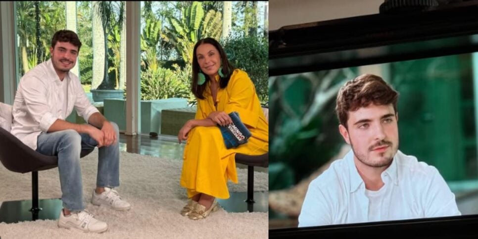 João Augusto e Carolina Ferraz em entrevista ao Domingo Espetacular (Reprodução: Record)