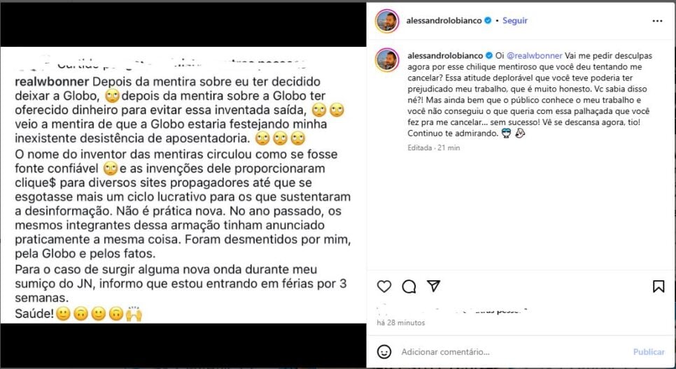 Publicação do Instagram - Foto: Instagram
