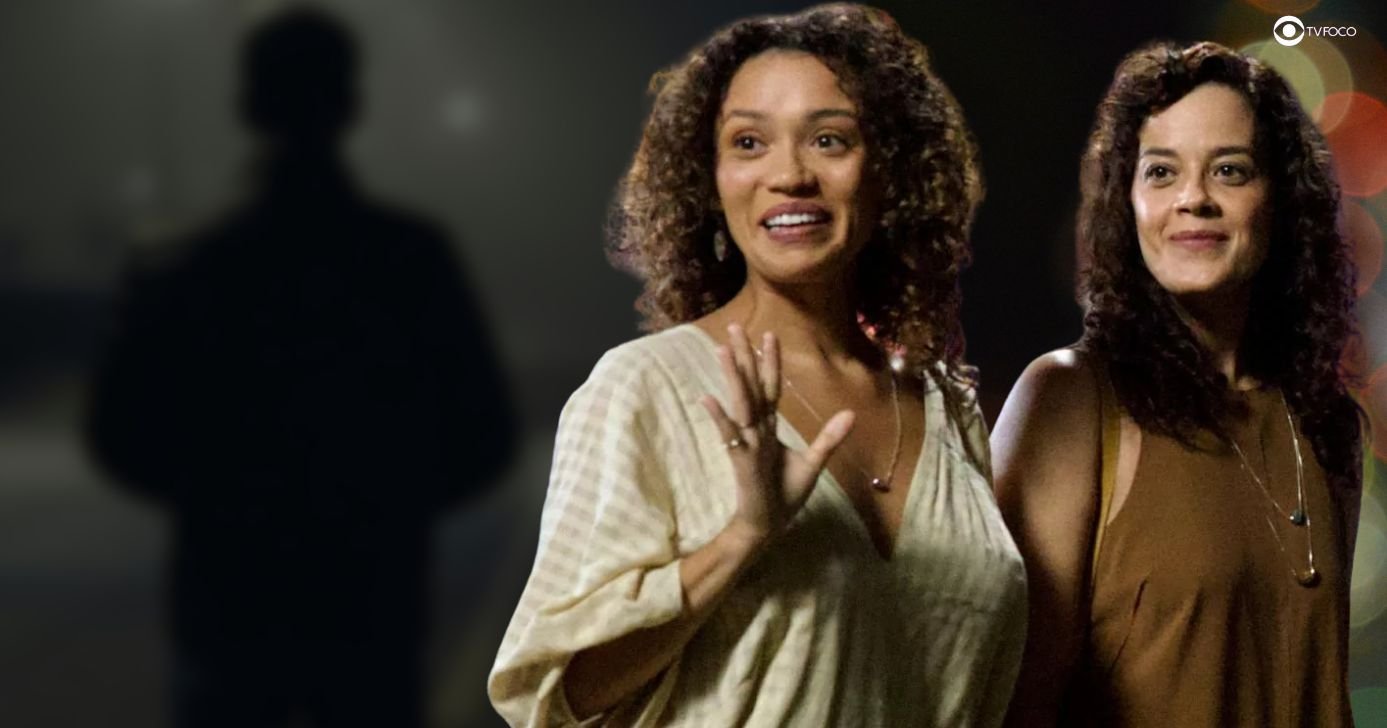 Ilustração de homem em Vale Tudo ao lado de Laís e Cecília (Foto: Reprodução / Globo / Montagem TV Foco)