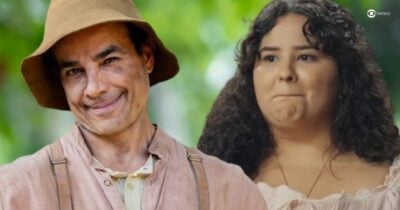 Zé dos Porcos e Maria Divina em Êta Mundo Melhor! (Foto: Reprodução / Globo / Montagem TV Foco)