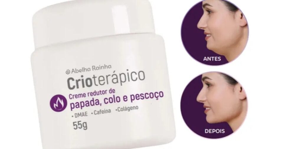 Creme redutor de papada crioterápico da Abelha Rainha