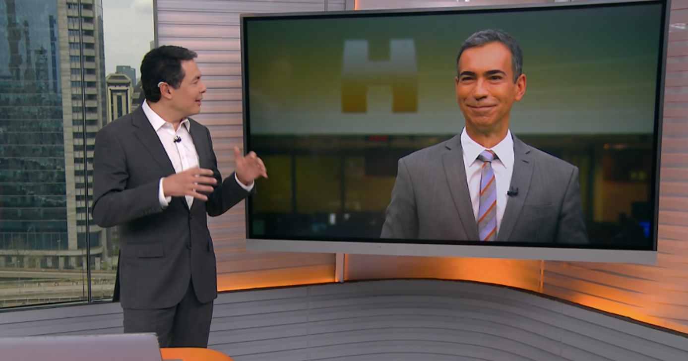 Alan Severiano e César Tralli no SP1 (Foto: Reprodução / Globo)