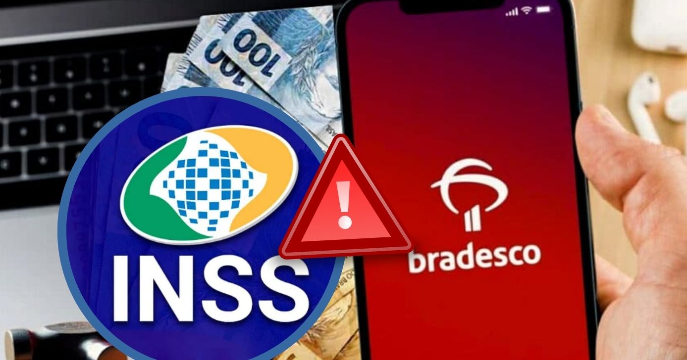 Bradesco emite comunicado importante aos aposentados sobre pagamento (Foto Reprodução/Montagem/Lennita/TV Foco/Canva/INSS/Bradesco)