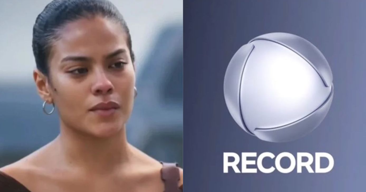 Bella Campos como Maria de Fátima em Vale Tudo e logo Record (Fotos: Reproduções / Globo / Record)