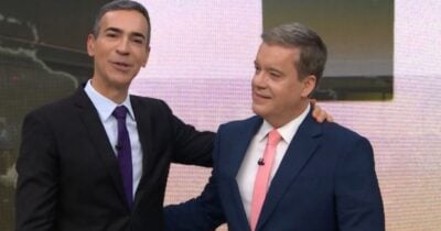 César Tralli e Roberto Kovalick durante o Jornal Hoje (Foto: Reprodução / Globo)