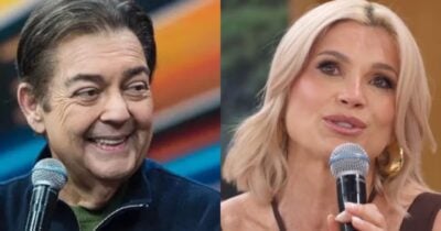 Faustão e Flávia Alessandra no Encontro (Fotos: Reproduções / Band / Globo)