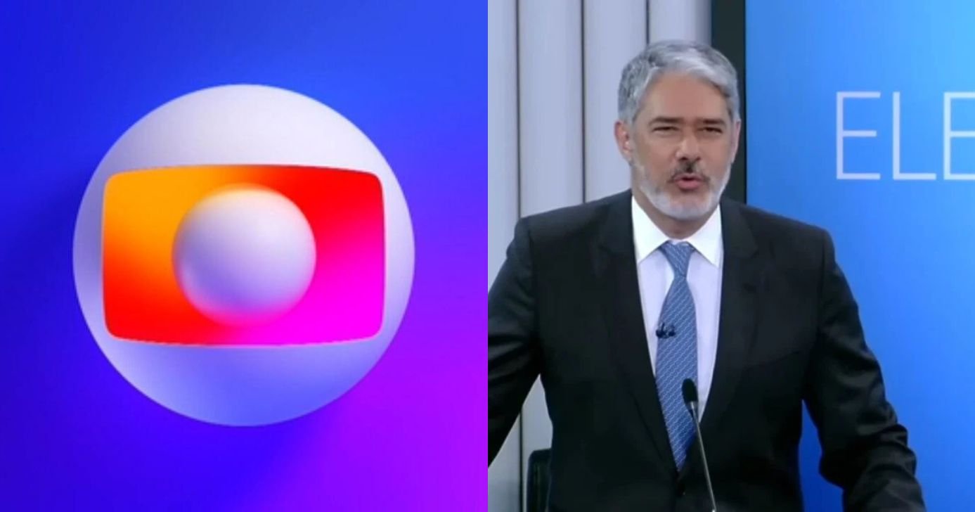 Logo da Globo e O jornalista William Bonner durante debate presidencial em outubro de 2022 - Foto: Montagem