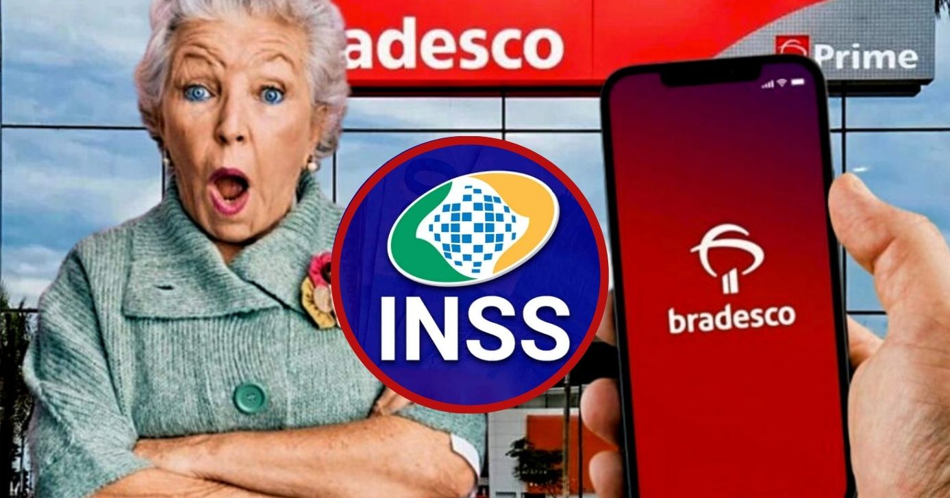Bradesco emite comunicado importante aos aposentados sobre pagamento (Foto Reprodução/Montagem/Lennita/TV Foco/Canva/INSS/Bradesco)