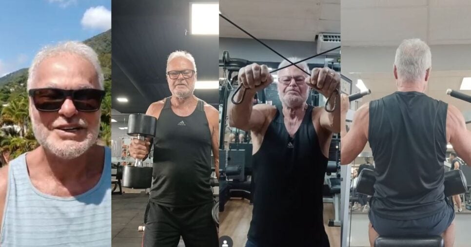 Cliques de Kadu Moliterno exibindo a boa forma que ele ainda mantém (Foto Reprodução/Montagem/Instagram/@kadumoliterno_oficial)