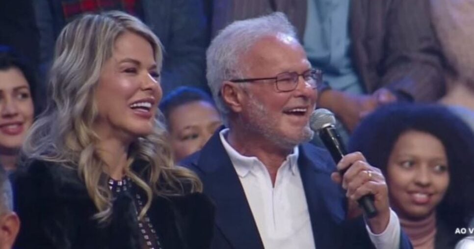 Kadu Moliterno com a esposa Cris Rodriguez no programa da final do reality Power Couple, na Record (Foto Reprodução/Montagem/Instagram/@kadumoliterno_oficial)
