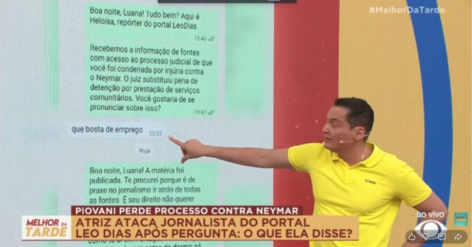 Léo Dias no Melhor da Tarde e pritns (Foto: Reprodução / Band)