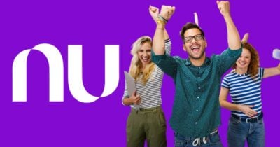 Logo Nubank e pessoas comemorando (Fotos: Reproduções / Internet / Canva)