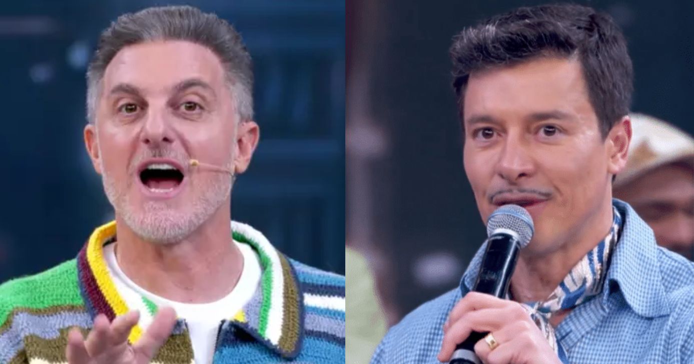 Luciano Huck e Rodrigo Faro no Domingão (Fotos: Reproduções / Globo)