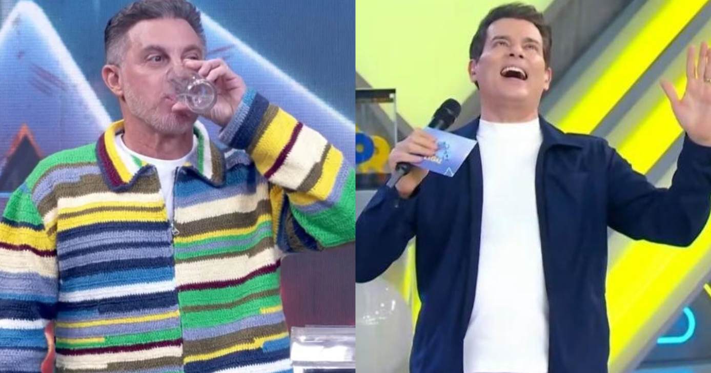 Luciano Huck no Domingão e Celso Portiolli no Domingo Legal (Fotos: Reproduções / Globo / SBT)